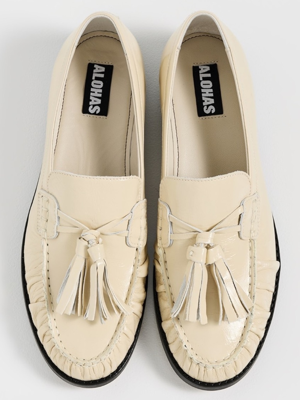 ALOHAS Marietta Leather Loafer With Tassels Size: 6 EUC Color: Cream/ Neutral